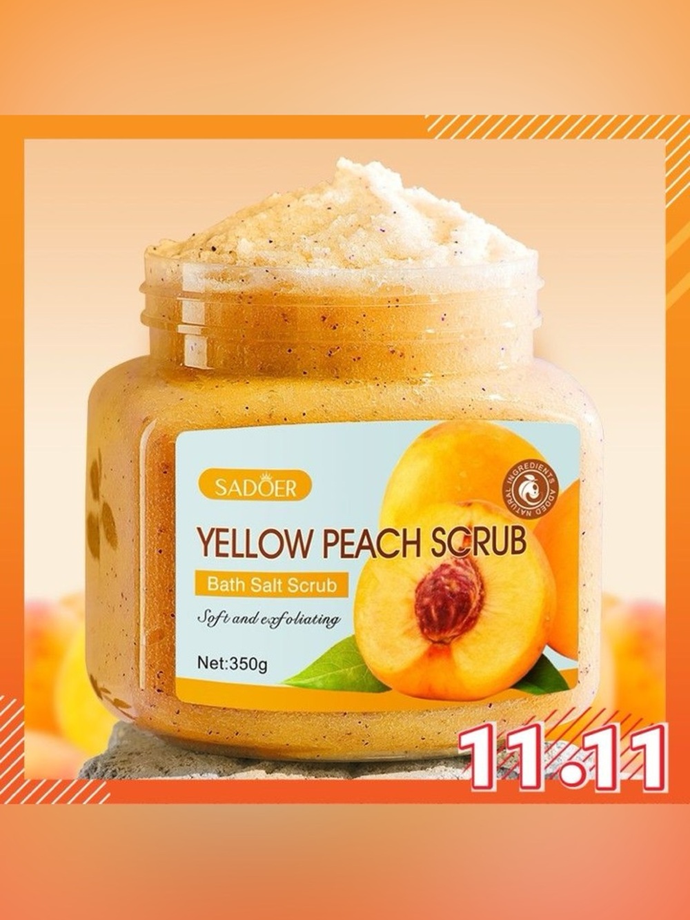 SADOER Yellow Peach Bath Salt Scrub Soft And Exfoliating NWT SEALED